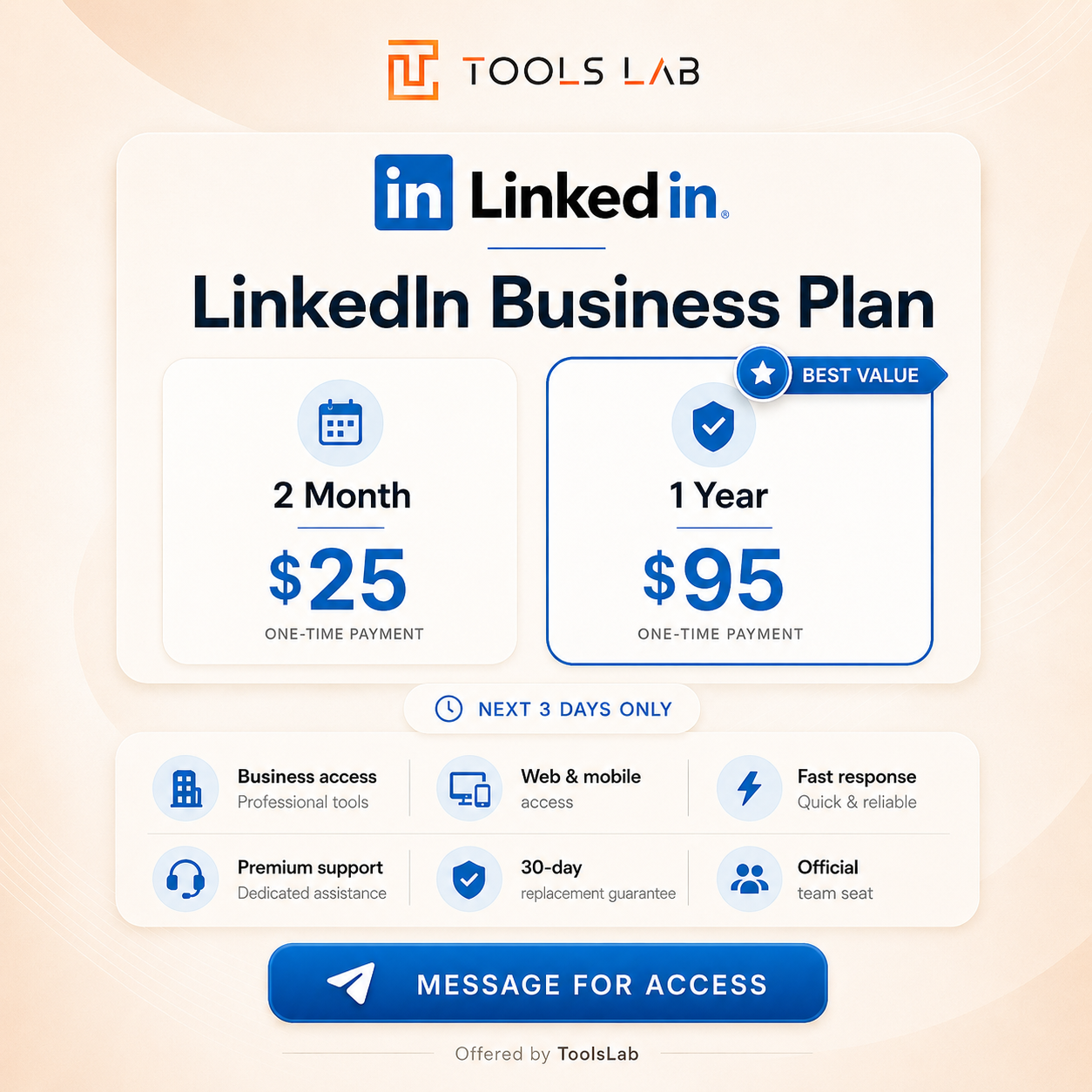 LinkedIn Business — 1 year — offer summary